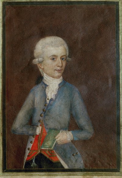 Wolfgang Amadeus Mozart (noin ... (guassi pergamentille) tekijältä Johann Nepomuk della Croce