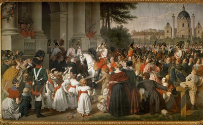 Keisari Franz I palaa Wieniin Leipzigin taistelusta... (seinämaalaus) tekijältä Johann Peter Krafft