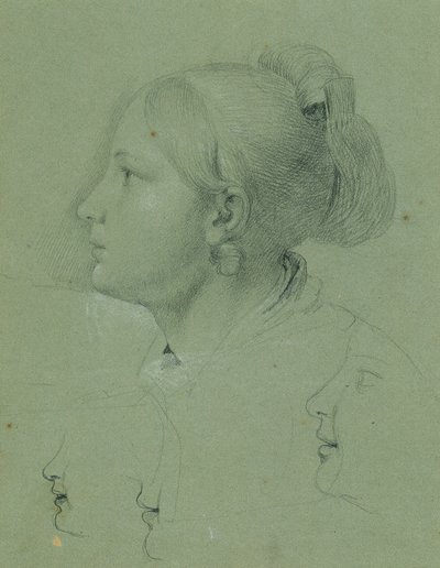 Tytön pää (Tutkimus "Landwehrin miehen kotiinpaluu", 1817) tekijältä Johann Peter Krafft