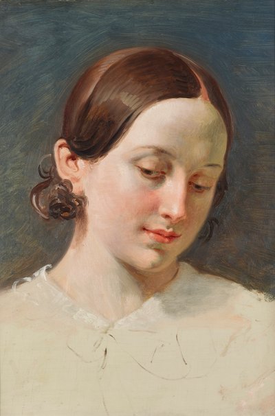 Ruskeatukkaisen tytön pää (tutkimus "Rüdiger und Angelica") tekijältä Johann Peter Krafft