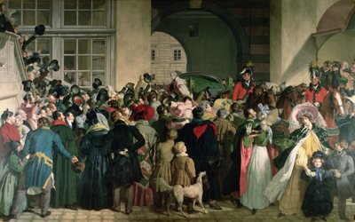 Itävallan Francis I:n (Pyhän Rooman valtakunnan II) (1768-1835) paluu Presburgiin 27. marraskuuta 1809, 1828-32 (enkaustinen) tekijältä Johann Peter Krafft