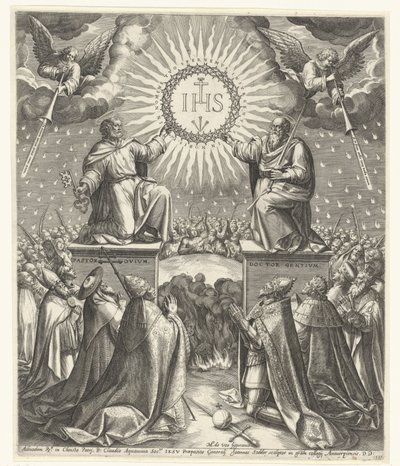 Kristuksen monogrammin palvonta tekijältä Johann Sadeler (I)