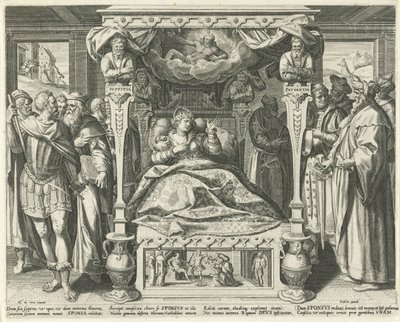 Bed met de bruid van Christus Hooglied van Solomon (sarjan nimi) Song of Songs (sarjan nimi) tekijältä Johann Sadeler (I)