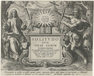 Kristus ja Johannes de Doper Mannelijke kluizenaars (sarjan nimi) Yksinäisyys tai erakkoisien elämä (sarjan nimi) Solitvdo Sive Vitae Patrvm Eremicolarum (sarjan nimi esineessä) tekijältä Johann Sadeler (I)