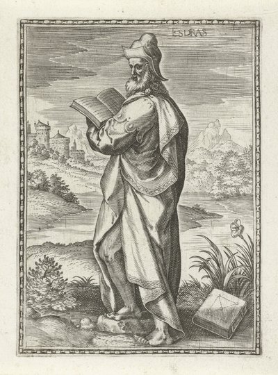 Ezra Esdras (otsikko esineessä) Vanhan testamentin hahmot (sarjan nimi) tekijältä Johann Sadeler (I)