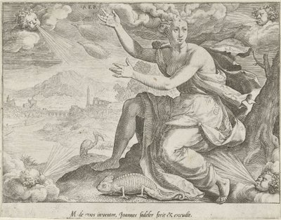 Taivas Aer (otsikko esineessä) The Four Elements (sarjan nimi) tekijältä Johann Sadeler (I)