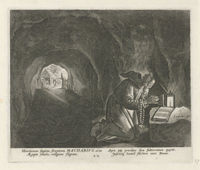Macarius Egyptin erakkona Mies Erakot (sarjan nimi) Solitudo Sive Vitae Patrum Eremicolarum (sarjan nimi) tekijältä Johann Sadeler (I)
