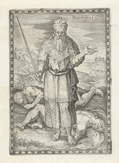 Mattias Matathias (otsikko esineessä) Vanhan testamentin hahmot (sarjan nimi) tekijältä Johann Sadeler (I)