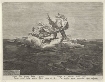 Valon ja pimeyden luominen Creation of the World (sarjan nimi) tekijältä Johann Sadeler (I)