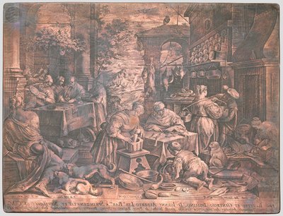 Placa de coure per a The Rich Man i Lazarus Finnish tekijältä Johann Sadeler I