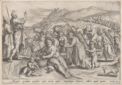 Exodus Egyptistä, noin 1585. tekijältä Johann Sadeler I