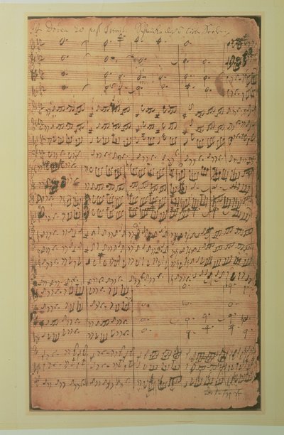 Autografinen käsikirjoitus, J.S. Bachin kantaatti BWV 180 "Schmucke dich o liebe Seele" (muste paperille). tekijältä Johann Sebastian Bach
