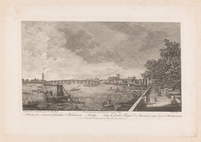 Näkymä Somerset Gardensiin Westminster Bridgellä Lontoossa tekijältä Johann Sebastian Muller