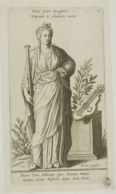 Erato, Muse of Lyric Poetry, levy 11 Parnassus Bicepsistä tekijältä Johann Theodor de Bry