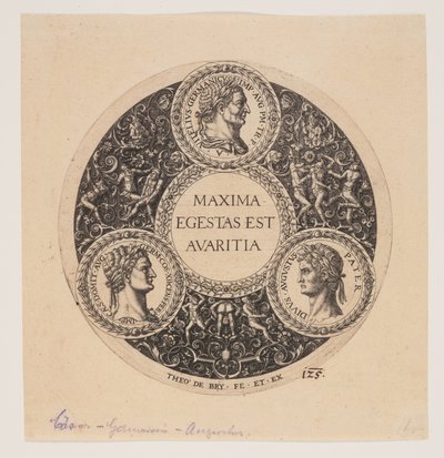 Maxima Egestas Est Avaritia, Jalallisen lautasen suunnittelu tekijältä Johann Theodor de Bry