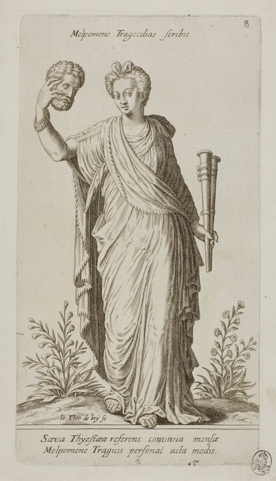Melpomene, Muse of Tragedy, levy 8 Parnassus Bicepsistä tekijältä Johann Theodor de Bry