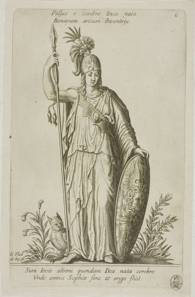 Pallas Athena, kilpi 6, Parnassus Biceps -laatta. tekijältä Johann Theodor de Bry
