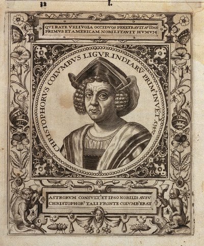 Kristoffer Kolumbuksen muotokuva tekijältä Johann Theodor de Bry