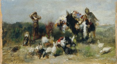 aKohtaus Don Quijotesta (taistelu linnun kanssa) tekijältä Johann  Till der Jüngere