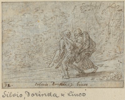 Silvio, Dorinda ja Linco, 1640. tekijältä Johann Wilhelm Baur