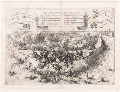 Oosterweelin taistelu, 1567 Pugna ad Osteruelam, Margarita Parmensi Gubernatrice. 1567 (otsikko esineessä) tekijältä Johann Wilhelm Baur