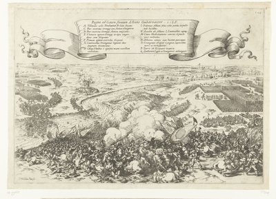 Veldslag aan de rivier de Gete, 1568 Geta-joen taistelu albankuvernöörin kanssa. 1568 (otsikko esineessä) tekijältä Johann Wilhelm Baur