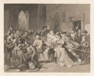 Jean de Jaureguin hyökkäys prinssi William I:tä vastaan ​​18. maaliskuuta 1852 tekijältä Johann Wilhelm Kaiser (I)