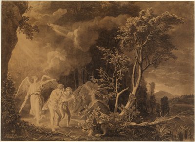 Karkotus paratiisista (1. Mooseksen kirja 3:23–24) tekijältä Johann Wilhelm Schirmer