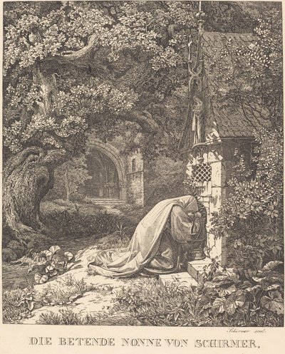 Rukoileva Nunna tekijältä Johann Wilhelm Schirmer