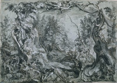 Pyhä Deicolus ja karju, 1747-1748. tekijältä Johann Wolfgang Baumgartner