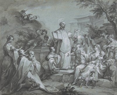 Pyhä Ignatius Loyolalainen saarnaa, ennen vuotta 1761. tekijältä Johann Wolfgang Baumgartner