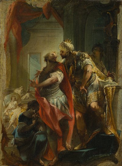 Pyhä Sampson keisari Justinianuksen kanssa, n. 1750 tekijältä Johann Wolfgang Baumgartner