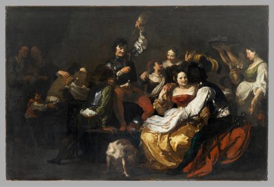 Iloa sotilaiden ja prostituoitujen kanssa vuoden 1625 jälkeen tekijältä Johann after Liss or Lis or von Lys