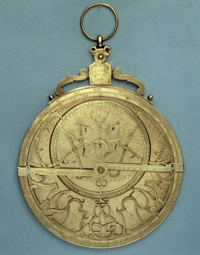 Tähtitieteellinen instrumentti: Johannes Stoefflerin (Stoffler) (1452-1531) astrolabi, valmistettu 1500-luvulla. Pariisi, Brieux Collection tekijältä Johannes Stoeffler