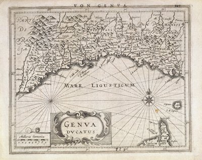 Genovan herttuakunta, Jan Baptist Vrientsin kartta saksalaisesta atlasesta, kuparikaiverrus, puoli 1600-luvulta tekijältä Johannes Baptista Vrints