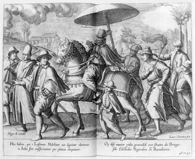 Portugalilainen arvohenkilö tai aatelismies Intiassa tekijältä Johannes Baptista van the Younger Doetechum