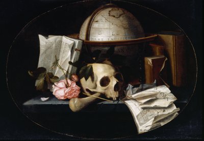 Vanitas Still Life, n. 1655 (öljy tammilevylle) tekijältä Johannes Borman