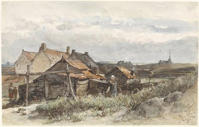 Kalastusperhetalot Scheveningenissä Kalastajien taloja Scheveningenissä tekijältä Johannes Bosboom