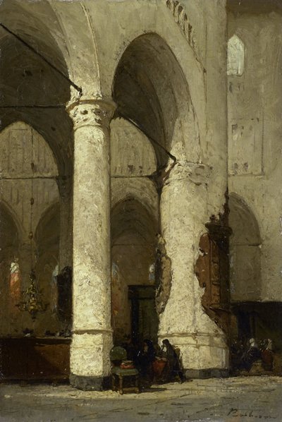 Leidenin Hooglandse-kirkon sisätilat tekijältä Johannes Bosboom