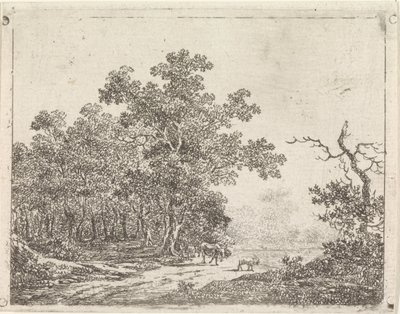 Maisema tammea ja karjaa tekijältä Johannes Christiaan Janson