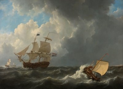 Laivat myrskyisellä merellä tekijältä Johannes Christiaan Schotel