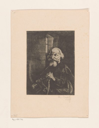 Vanha istuva mies tekijältä Johannes Driesch (signed by artist)