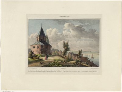 Pyhän Nikolauksen kappeli Nijmegenissä Hedensche Kapel, Valkhofin kävelypaikalla. La Chapelle Payenne, à la Promenade, dit Valkhof (otsikko esineessä) Nymegen. (sarjan otsikko objektissa) tekijältä Johannes Franciscus Christ