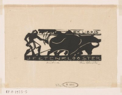 Ex-libris J.F.E. luostarissa tekijältä Johannes Frederik Engelbert ten Klooster (signed by artist)