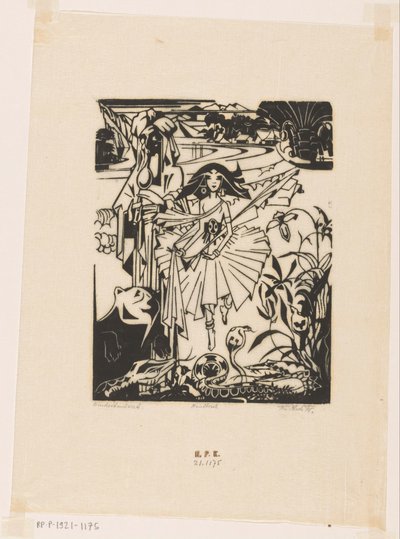 Hindoedanseres (alkuperäinen nimi esineessä) tekijältä Johannes Frederik Engelbert ten Klooster (signed by artist)