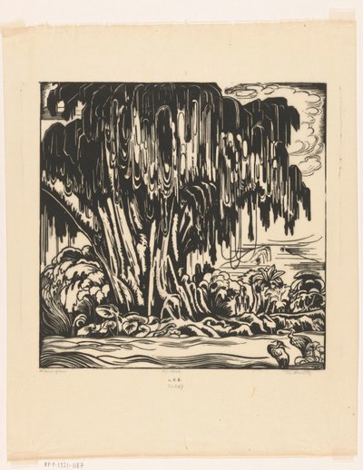 Waringin (alkuperäinen otsikko objektissa) tekijältä Johannes Frederik Engelbert ten Klooster (signed by artist)