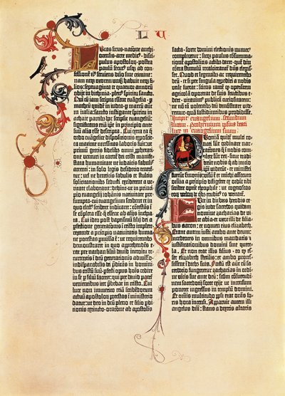 Raamatun sivu Mazarine (B42) tekijältä Johannes Gutenberg
