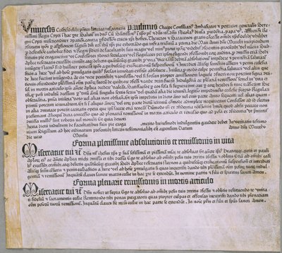 Lettre d’indulgence (pour l’expédition contre les Turcs et la défense de Chypre), (Mayence, Johannes Gutenberg, 1455) tekijältä Johannes Gutenberg