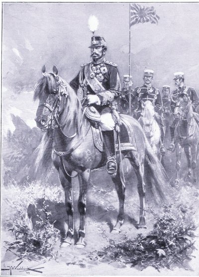 Hänen keisarillinen majesteettinsa: Japanin keisari, kuva Cassellsin Venäjän ja Japanin sodan historiasta, osa 1, n. 1900 tekijältä Johannes Hermann Barend Koekkoek