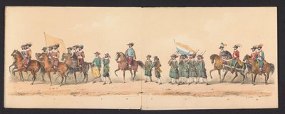 Groningenin ammattikorkeakoulun opiskelijoiden historiallinen kulkue, 1850 (taulu 2) H.H:n pukeutunut esitys Mauritsista, Orangen prinssistä, Nassaun kreivistä jne. ja Willem Lodewijk, Nassaun kreivi Groningenissa vuonna 1594 tekijältä Johannes Hermanus van de Weijer